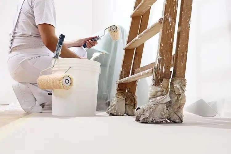 Pintor profesional de Málaga pintando una vivienda